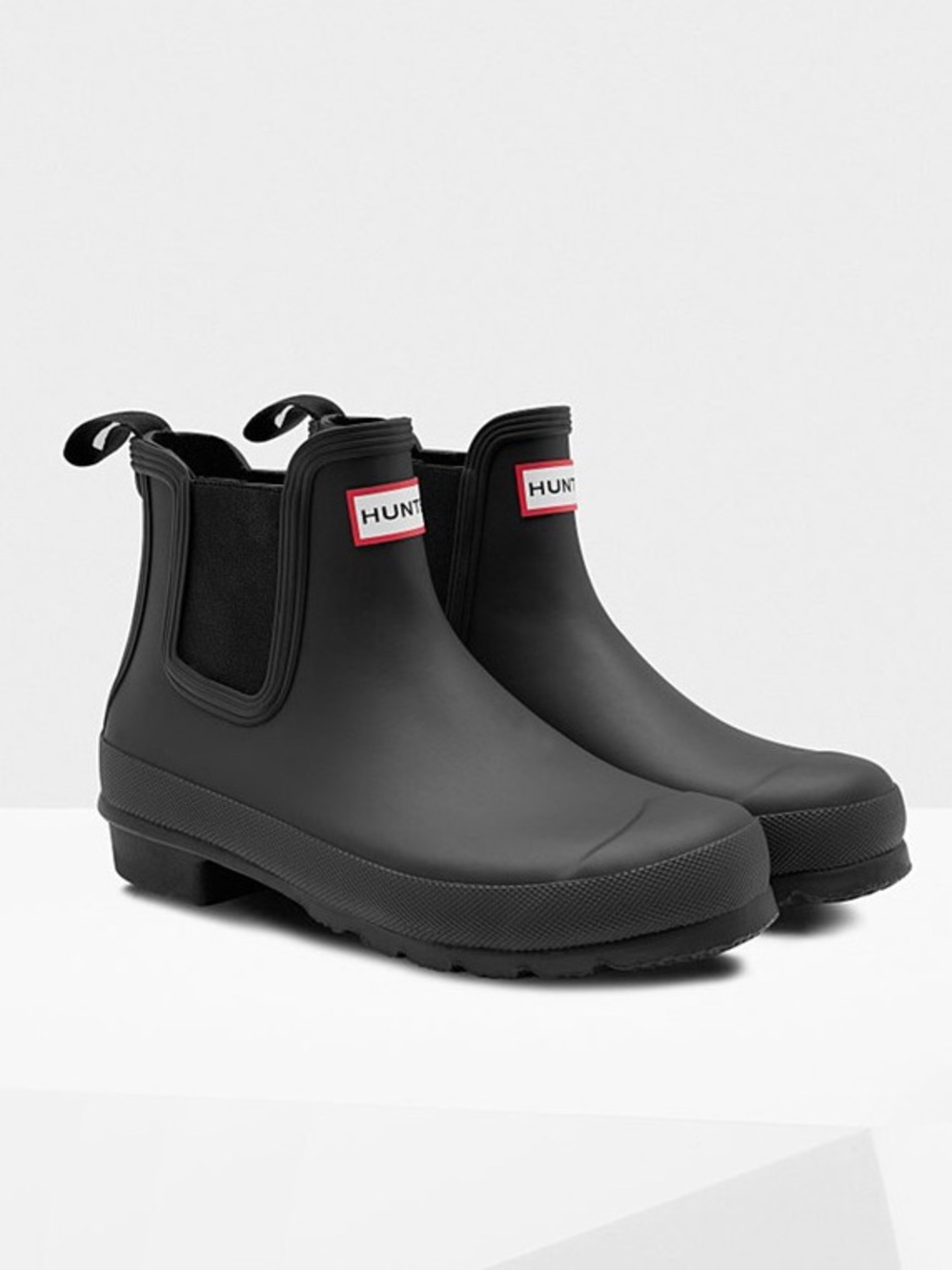 Hunter Women's Original Chelsea Boots Black Grey Rain Slip-On Rubber Ankle 10